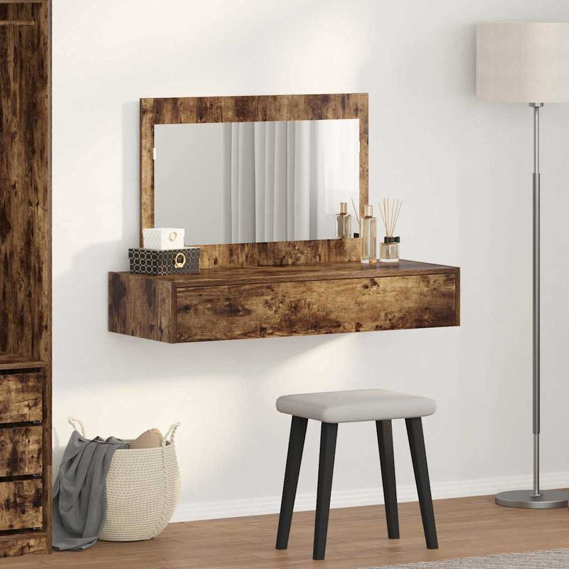 vidaXL Öltözködőasztal fiókkal tükörrel Barna 100 x 40 x 70 cm Faanyag