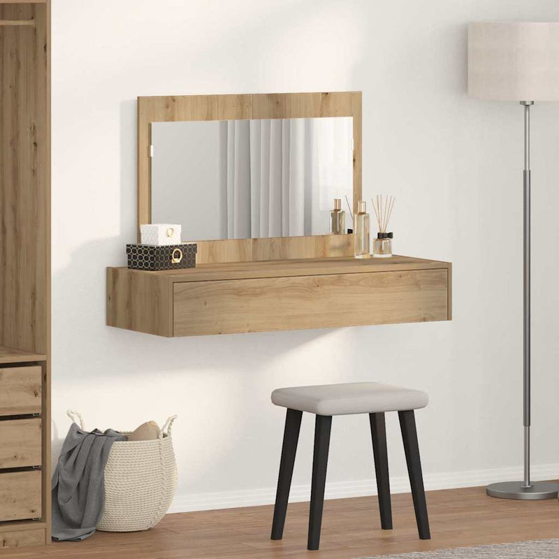 vidaXL Öltözködőasztal fiókkal tükörrel Barna 100 x 40 x 70 cm Faanyag