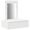 vidaXL Öltözködőasztal tükör lámpákkal Fehér 60 x 40 x 70 cm Faanyag