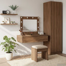 vidaXL Öltözködőasztal tükör lámpákkal Barna 83 x 40 x 70 cm Faanyag