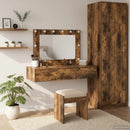 vidaXL Öltözködőasztal tükör lámpákkal Barna 100 x 40 x 70 cm Faanyag