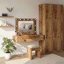 vidaXL Öltözködőasztal tükör lámpákkal Barna 100 x 40 x 70 cm Faanyag