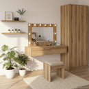 vidaXL Öltözködőasztal tükör lámpákkal Barna 100 x 40 x 70 cm Faanyag