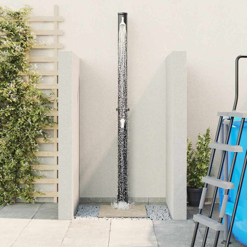 vidaXL Kültéri Napelemes Zuhany Fekete 217 cm PVC és alumínium