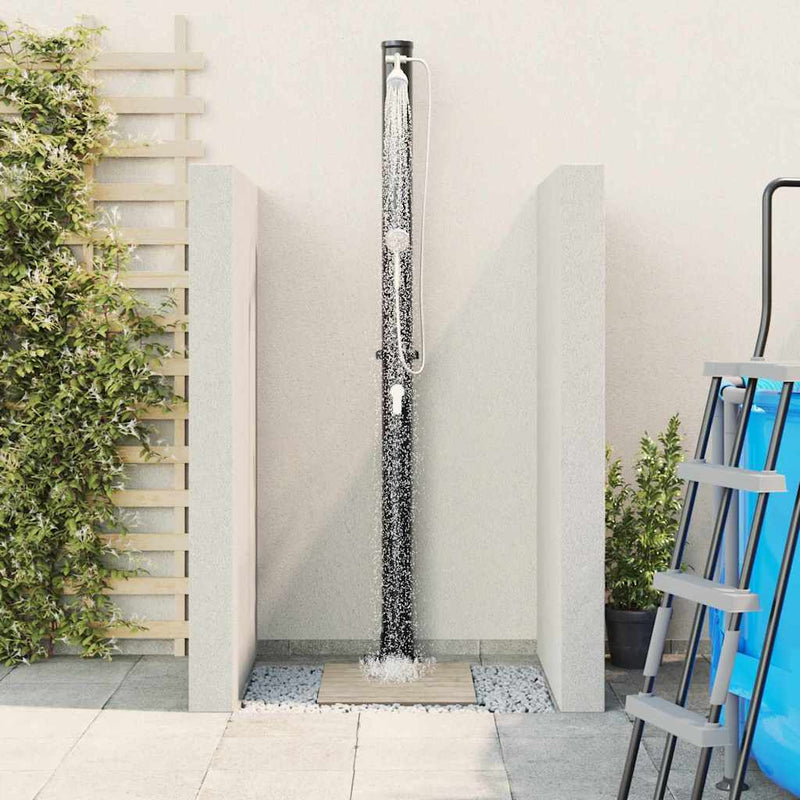 vidaXL Kültéri Napelemes Zuhany Fekete 217 cm PVC és alumínium