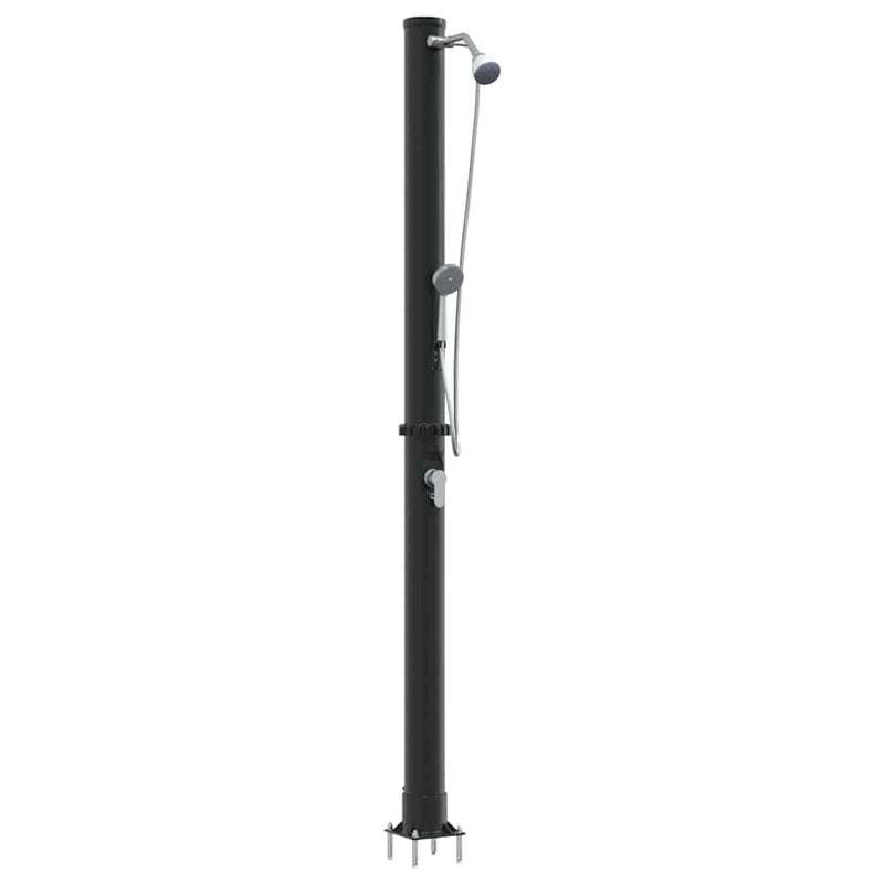 vidaXL Kültéri Napelemes Zuhany Fekete 217 cm PVC és alumínium