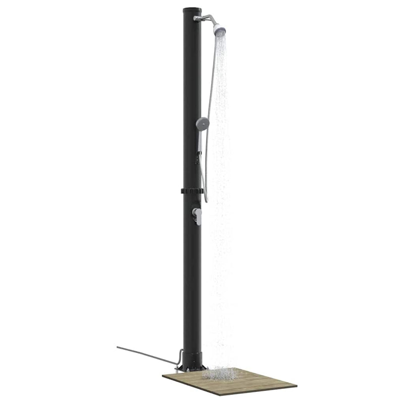 vidaXL Kültéri Napelemes Zuhany Fekete 217 cm PVC és alumínium