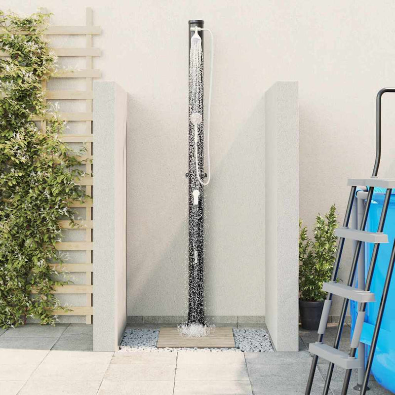 vidaXL Kültéri Napelemes Zuhany Fekete 217 cm PVC és alumínium