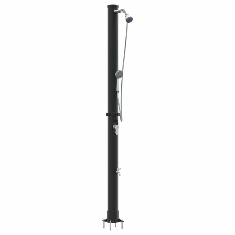 vidaXL Kültéri Napelemes Zuhany Fekete 217 cm PVC és alumínium