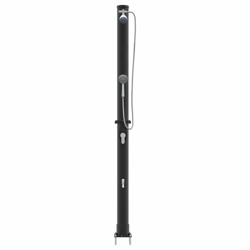 vidaXL Kültéri Napelemes Zuhany Fekete 217 cm PVC és alumínium