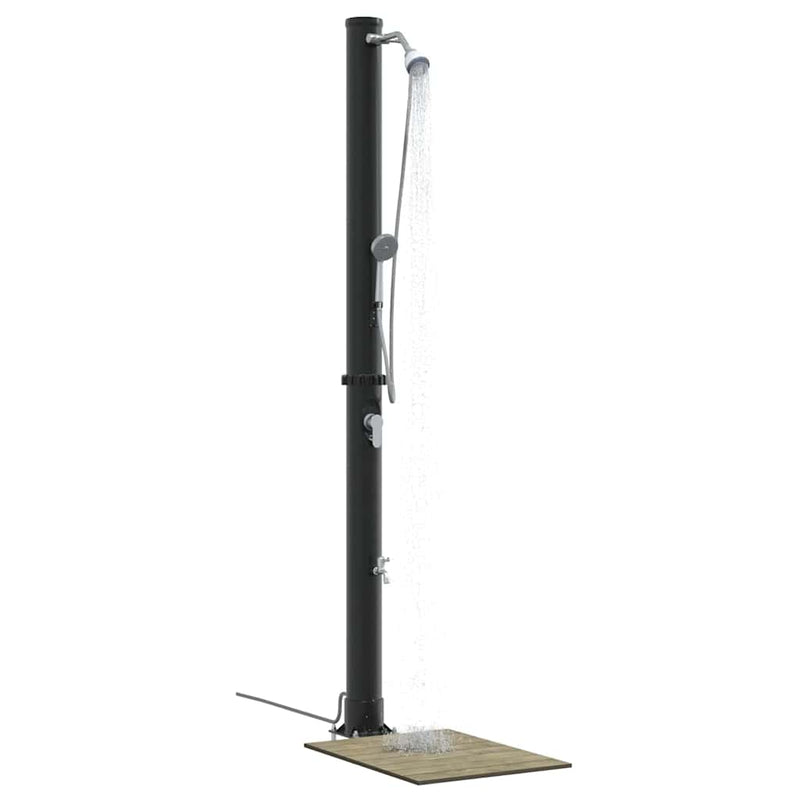 vidaXL Kültéri Napelemes Zuhany Fekete 217 cm PVC és alumínium