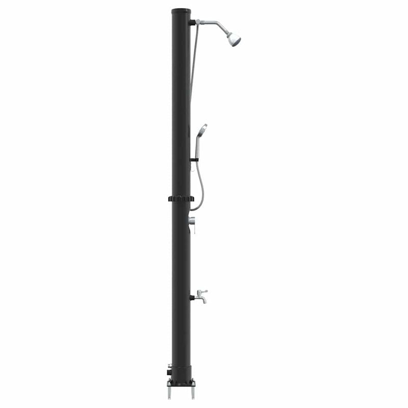 vidaXL Kültéri Napelemes Zuhany Fekete 217 cm PVC és alumínium
