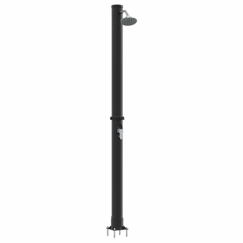 vidaXL Kültéri Napelemes Zuhany Fekete 217 cm PVC és alumínium