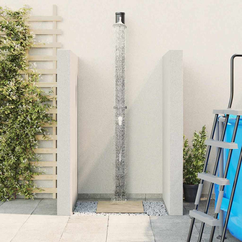 vidaXL Kültéri Napelemes Zuhany Fekete 217 cm PVC és alumínium