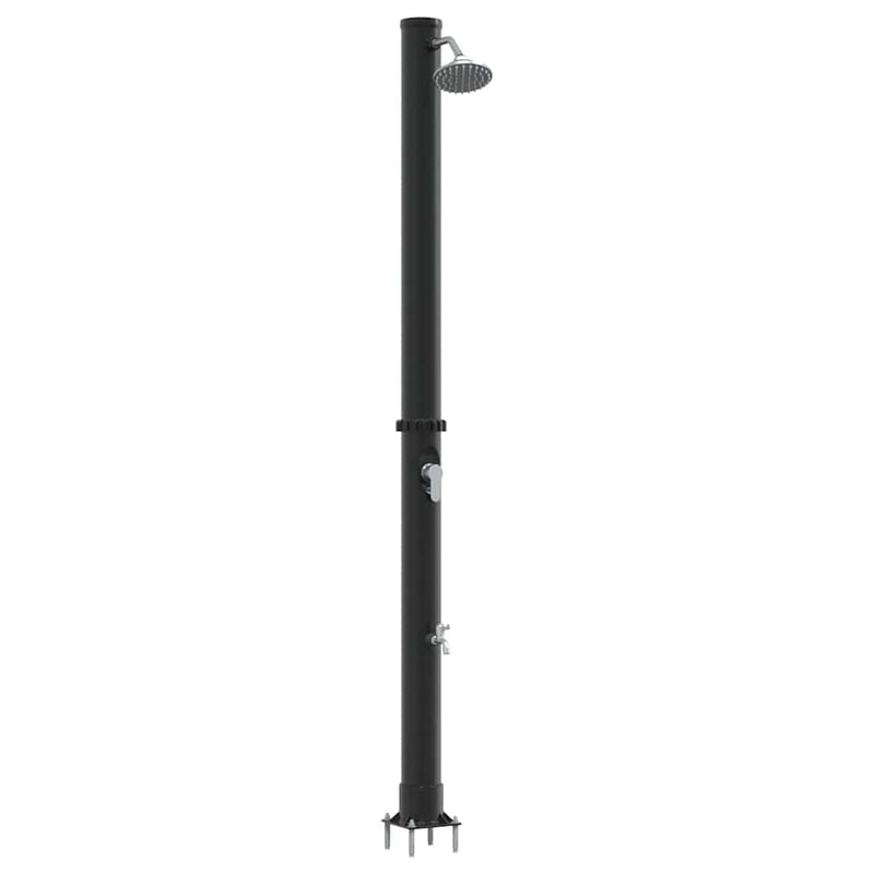 vidaXL Kültéri Napelemes Zuhany Fekete 217 cm PVC és alumínium