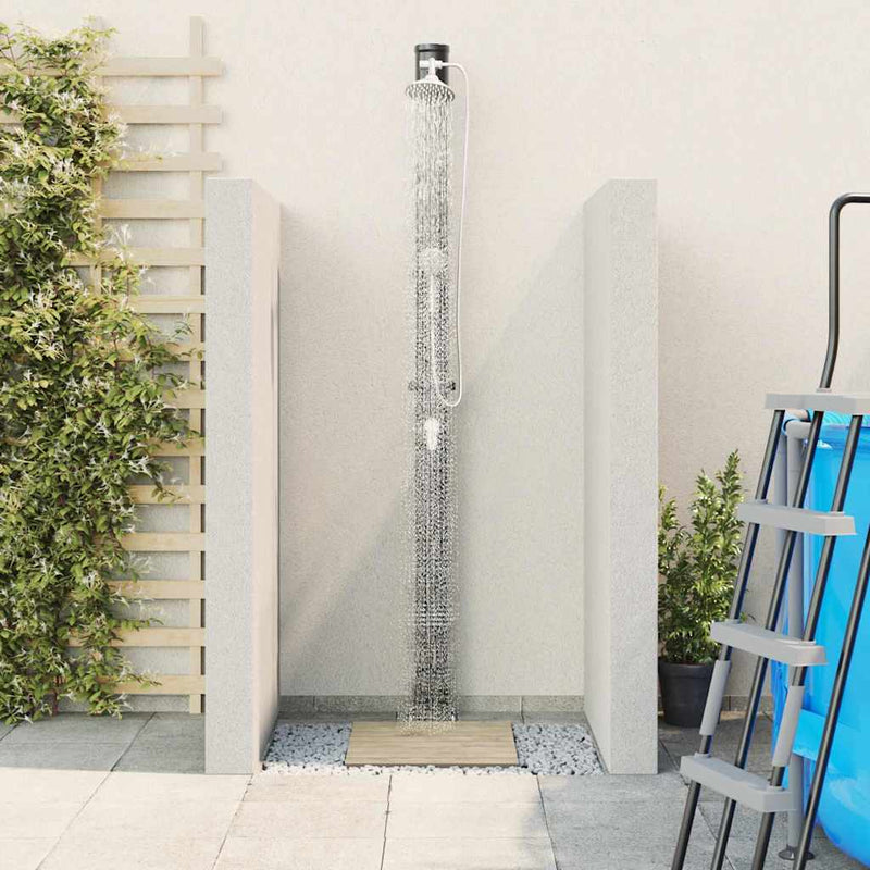 vidaXL Kültéri Napelemes Zuhany Fekete 217 cm PVC és alumínium