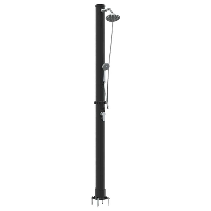 vidaXL Kültéri Napelemes Zuhany Fekete 217 cm PVC és alumínium