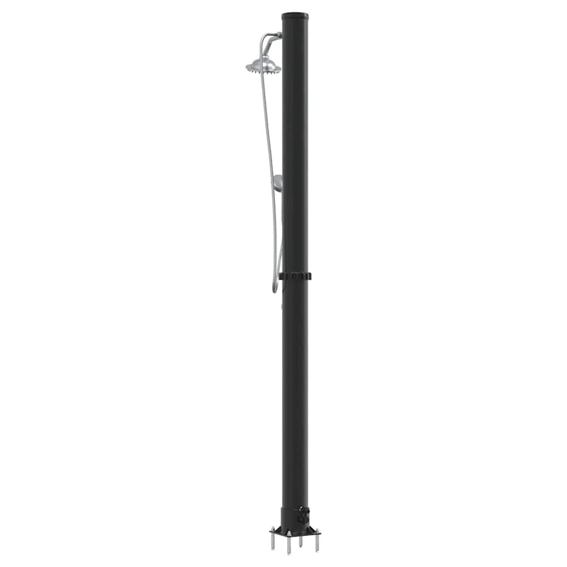 vidaXL Kültéri Napelemes Zuhany Fekete 217 cm PVC és alumínium