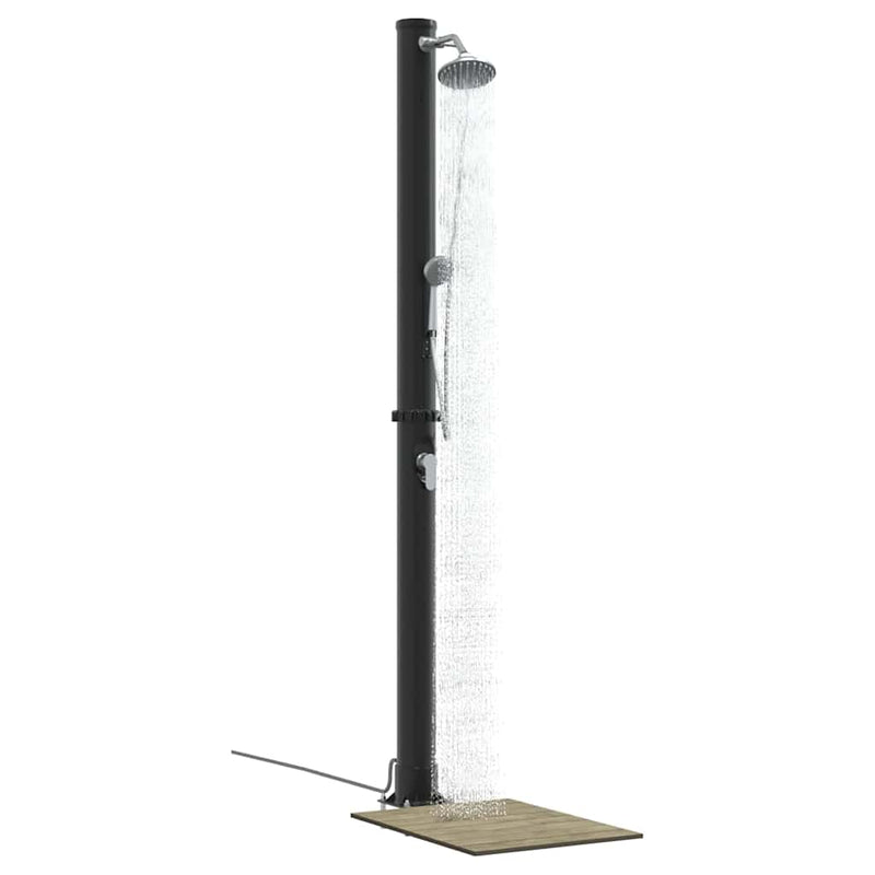 vidaXL Kültéri Napelemes Zuhany Fekete 217 cm PVC és alumínium