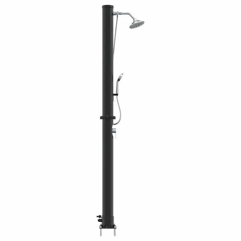 vidaXL Kültéri Napelemes Zuhany Fekete 217 cm PVC és alumínium