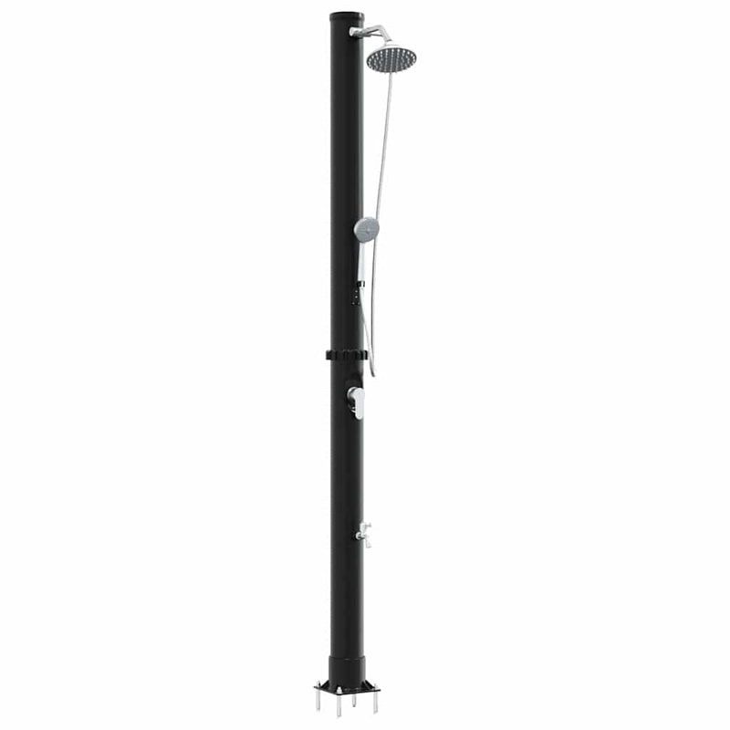 vidaXL Kültéri Napelemes Zuhany Fekete 217 cm PVC és alumínium