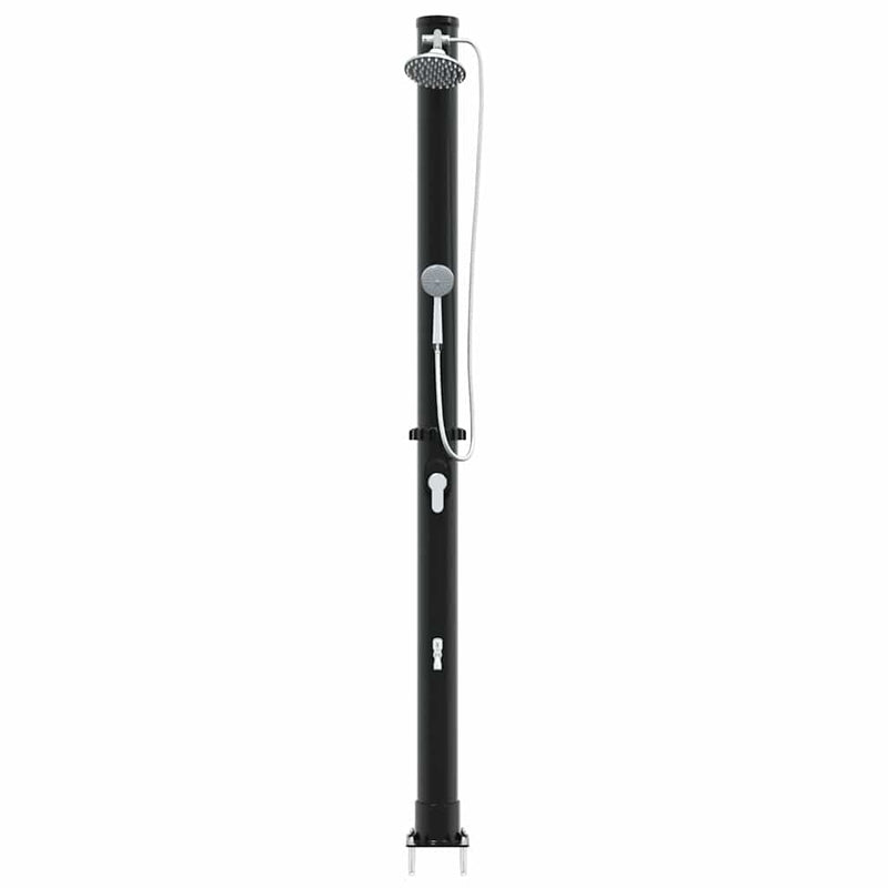 vidaXL Kültéri Napelemes Zuhany Fekete 217 cm PVC és alumínium