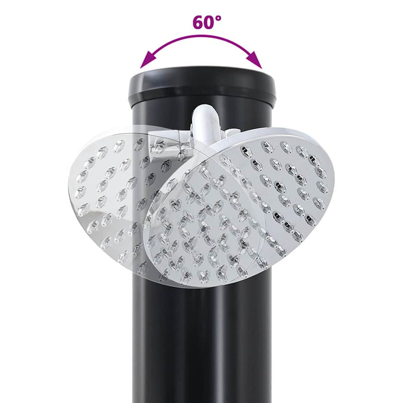 vidaXL Kültéri Napelemes Zuhany Fekete 217 cm PVC és alumínium