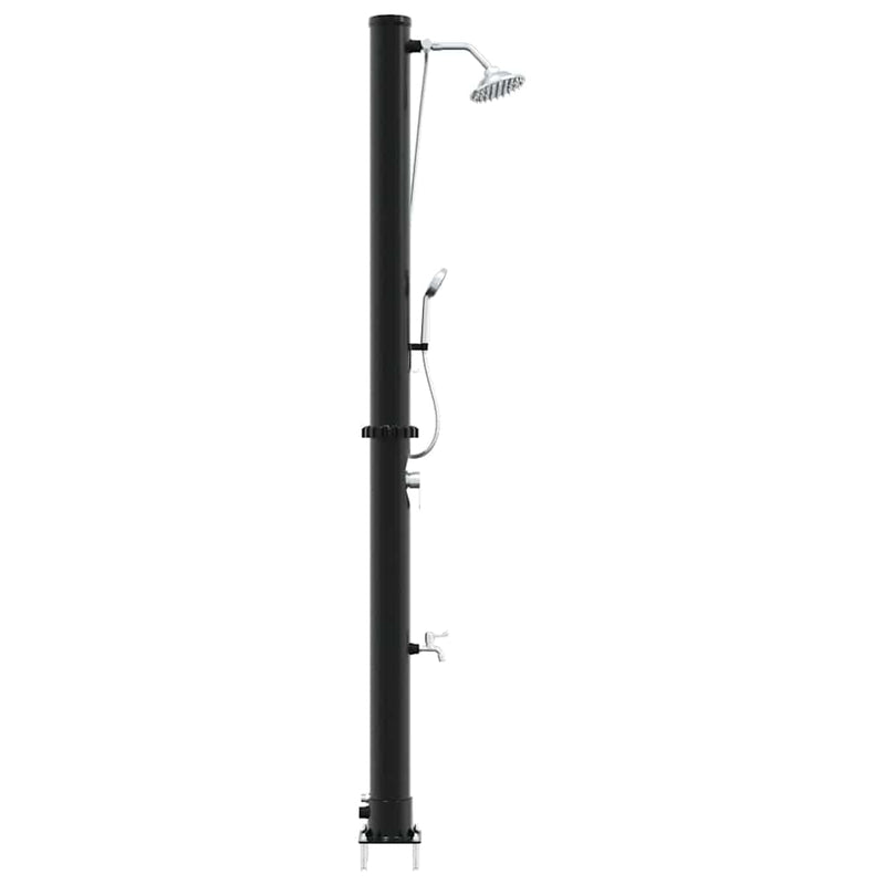 vidaXL Kültéri Napelemes Zuhany Fekete 217 cm PVC és alumínium