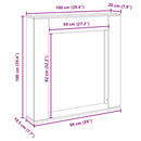 vidaXL fekete tölgy színű szerelt fa kandallóburkolat 100x20x100 cm