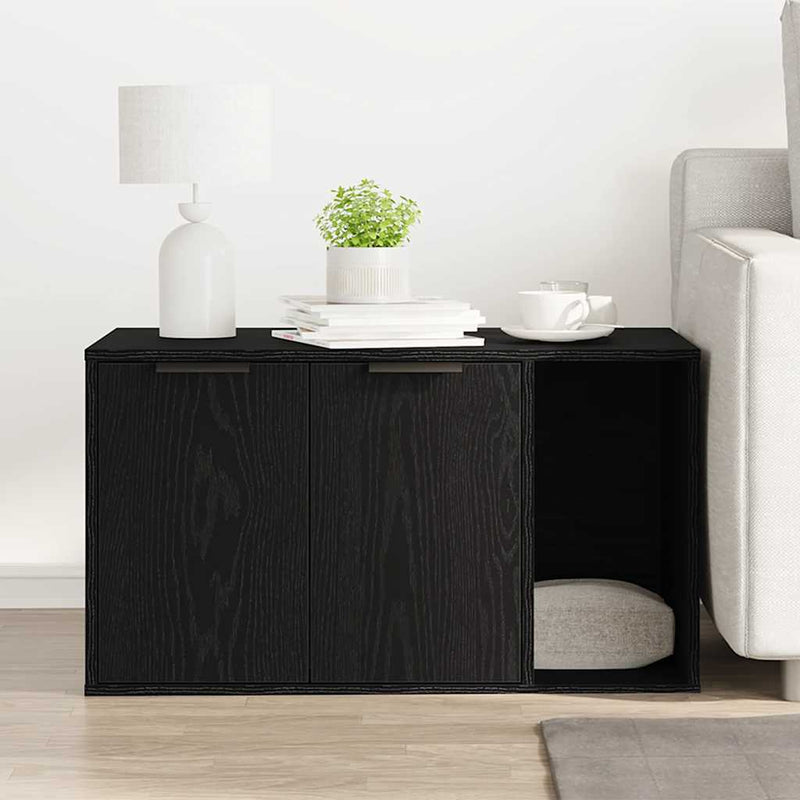 vidaXL fekete tölgyfa macskaalom tároló 80 x 50 x 45 cm