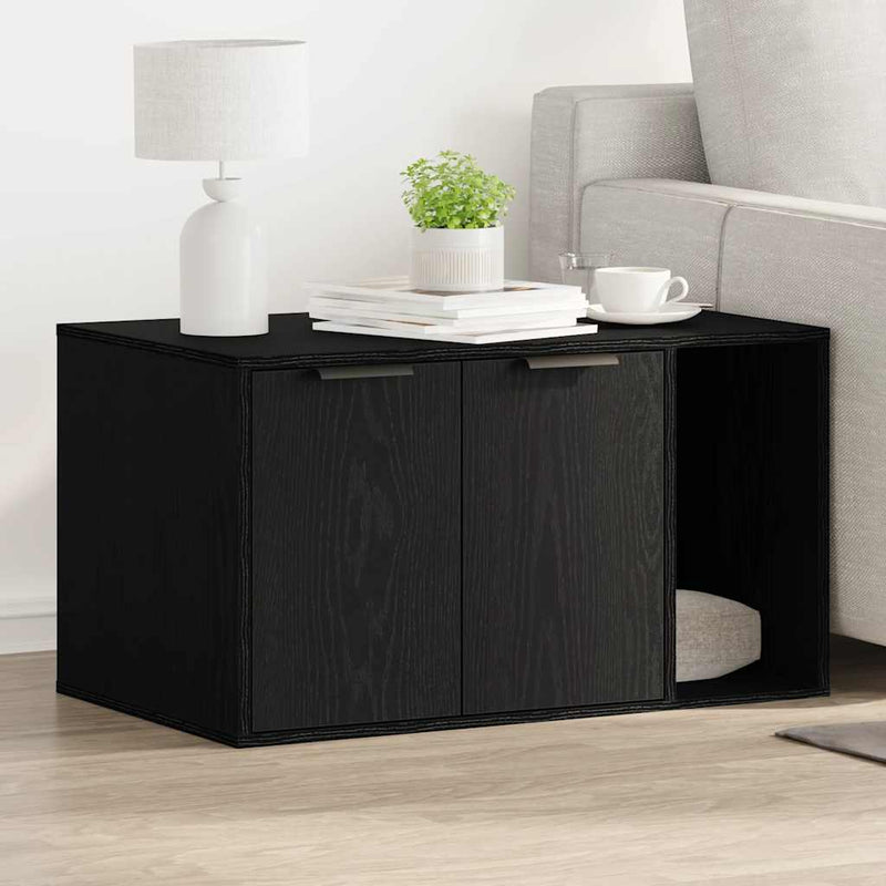 vidaXL fekete tölgyfa macskaalom tároló 80 x 50 x 45 cm