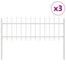 vidaXL Kerti Kerítés 3 pcs Fehér 5,1 x 0,6 m Porfestett acél
