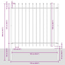 vidaXL Kerti Kerítés Szürke 6.8 x 1.5 m Porszórt Acél