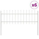 vidaXL Kerti Kerítés 6 pcs Fehér 10,2 x 0,6 m Porfestett acél