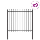 vidaXL Kerti Kerítés 9 pcs Szürke 15,3 x 1,5 m Porfestett acél