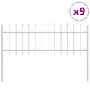 vidaXL Kerti Kerítés 9 pcs Fehér 15,3 x 0,6 m Porfestett acél