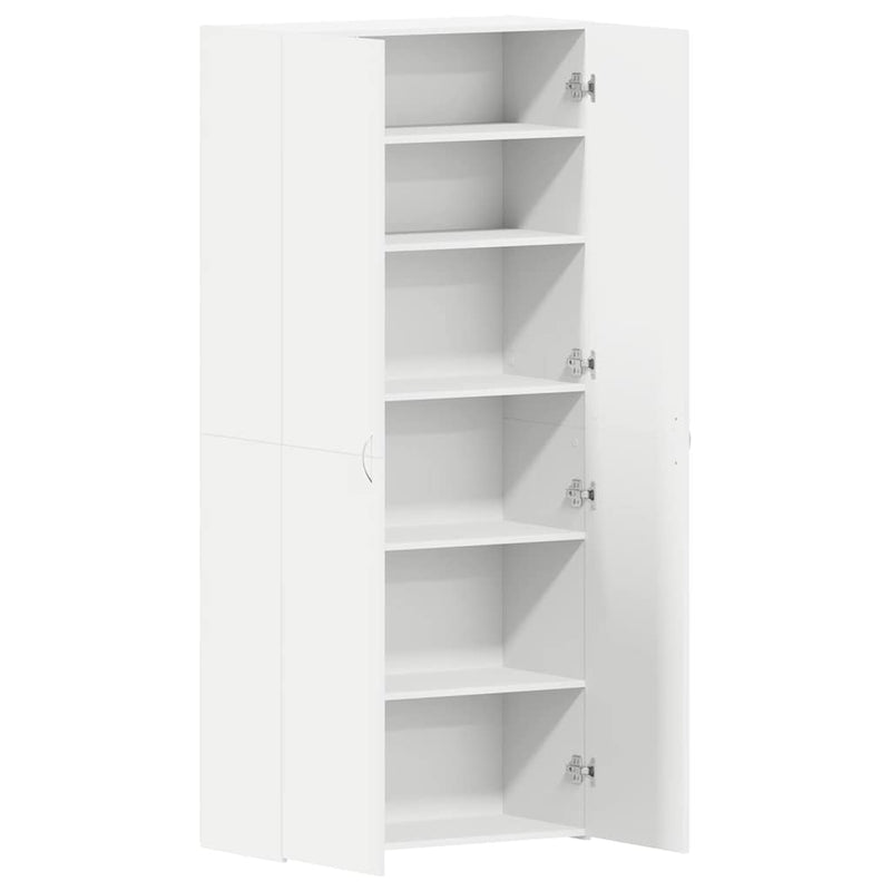 vidaXL Cipőszekrény polcokkal ajtóval Fehér 80 x 35.5 x 180 cm Faanyag