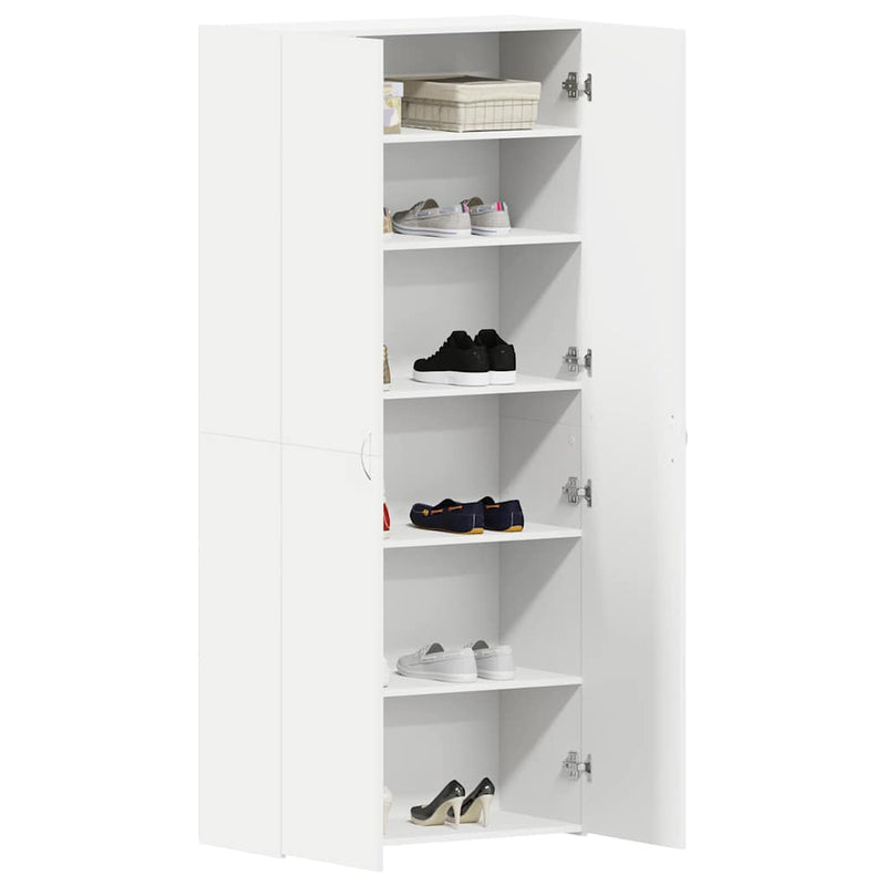 vidaXL Cipőszekrény polcokkal ajtóval Fehér 80 x 35.5 x 180 cm Faanyag