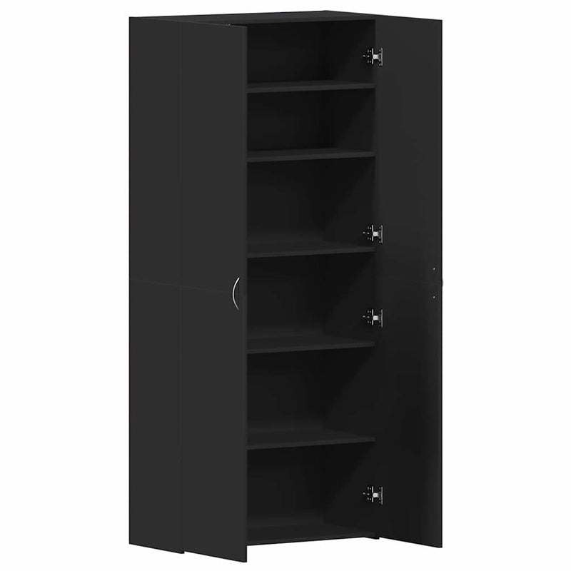 vidaXL Cipőszekrény polcokkal Fekete 80 x 35.5 x 180 cm Faanyag