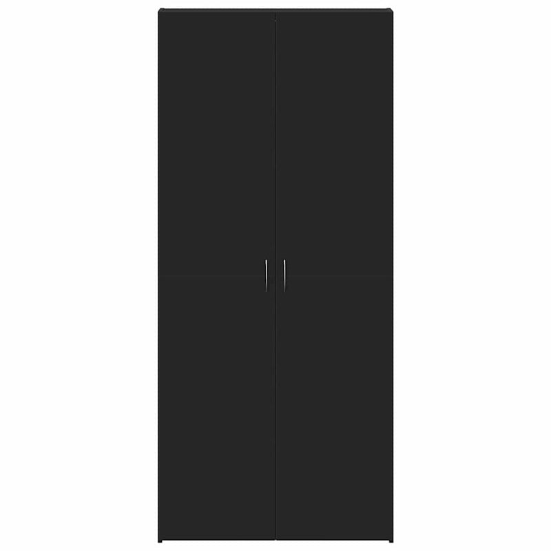 vidaXL Cipőszekrény polcokkal Fekete 80 x 35.5 x 180 cm Faanyag