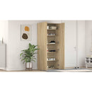 vidaXL Cipőszekrény polcokkal ajtóval Barna 80 x 35.5 x 180 cm Faanyag