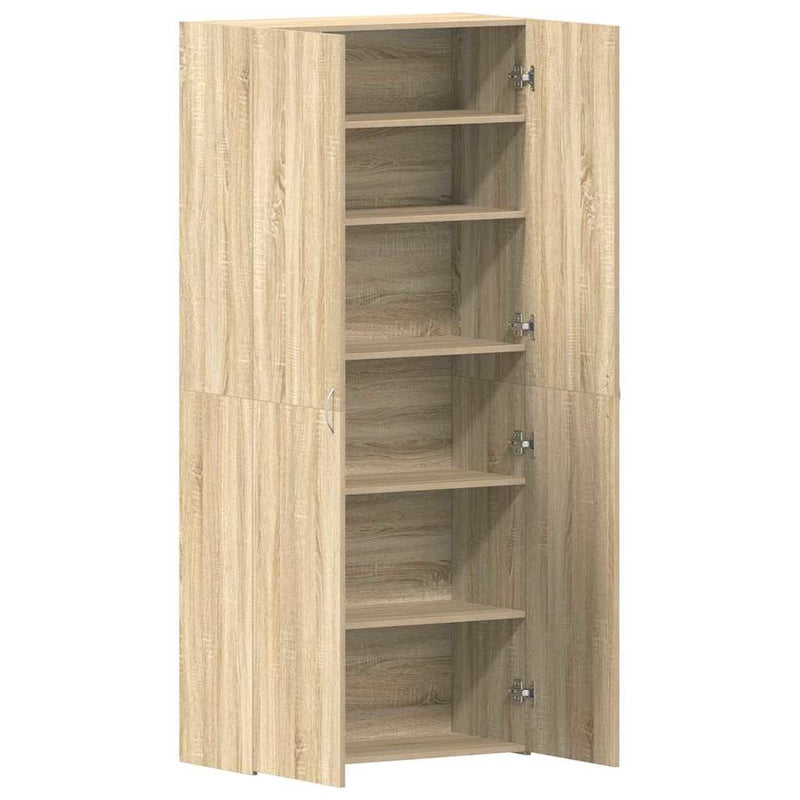 vidaXL Cipőszekrény polcokkal ajtóval Barna 80 x 35.5 x 180 cm Faanyag
