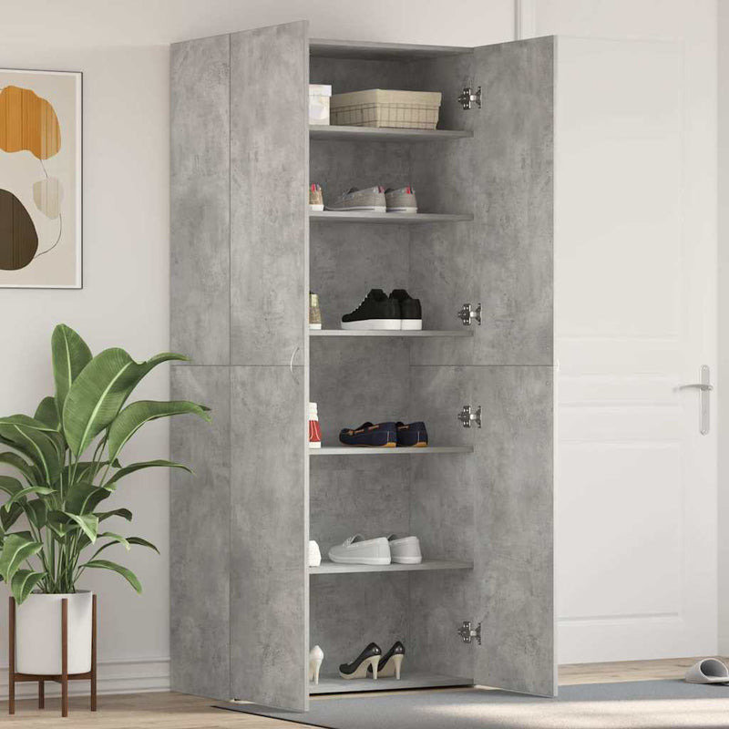 vidaXL Cipőszekrény polcokkal Szürke 80 x 35.5 x 180 cm Faanyag