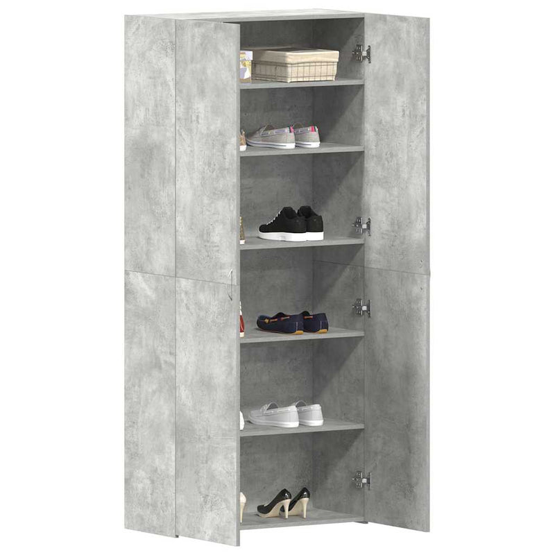 vidaXL Cipőszekrény polcokkal Szürke 80 x 35.5 x 180 cm Faanyag
