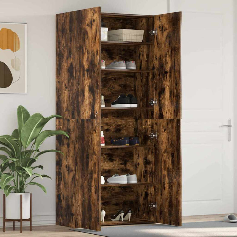 vidaXL Cipőszekrény polcokkal Sokszínű 80 x 35.5 x 180 cm Faanyag