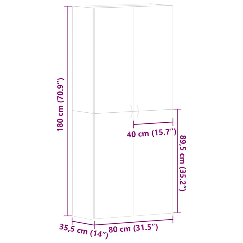 vidaXL Cipőszekrény polcokkal ajtóval Barna 80 x 35.5 x 180 cm Faanyag