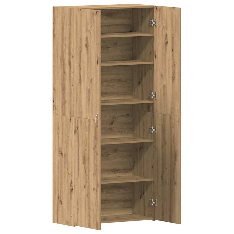 vidaXL Cipőszekrény polcokkal ajtóval Barna 80 x 35.5 x 180 cm Faanyag