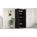 vidaXL Cipőszekrény polcokkal Fekete 80 x 35.5 x 180 cm Faanyag