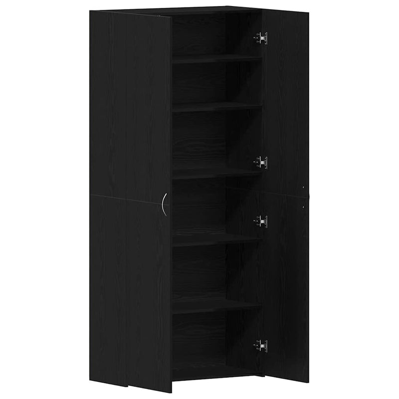 vidaXL Cipőszekrény polcokkal Fekete 80 x 35.5 x 180 cm Faanyag
