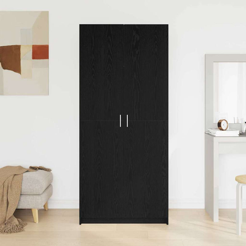 vidaXL Ruhásszekrény tárolóval ajtóval Fekete 80 x 51 x 180 cm Faanyag